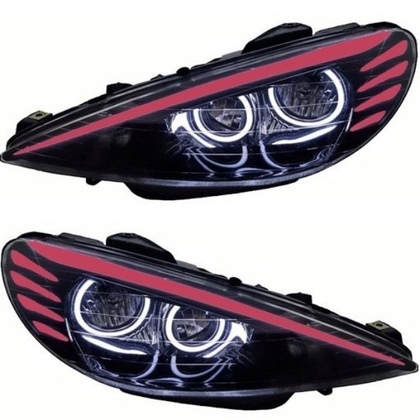 چراغ جلو پژو 206 طرح نیو باکستر قرمز برند NGCO