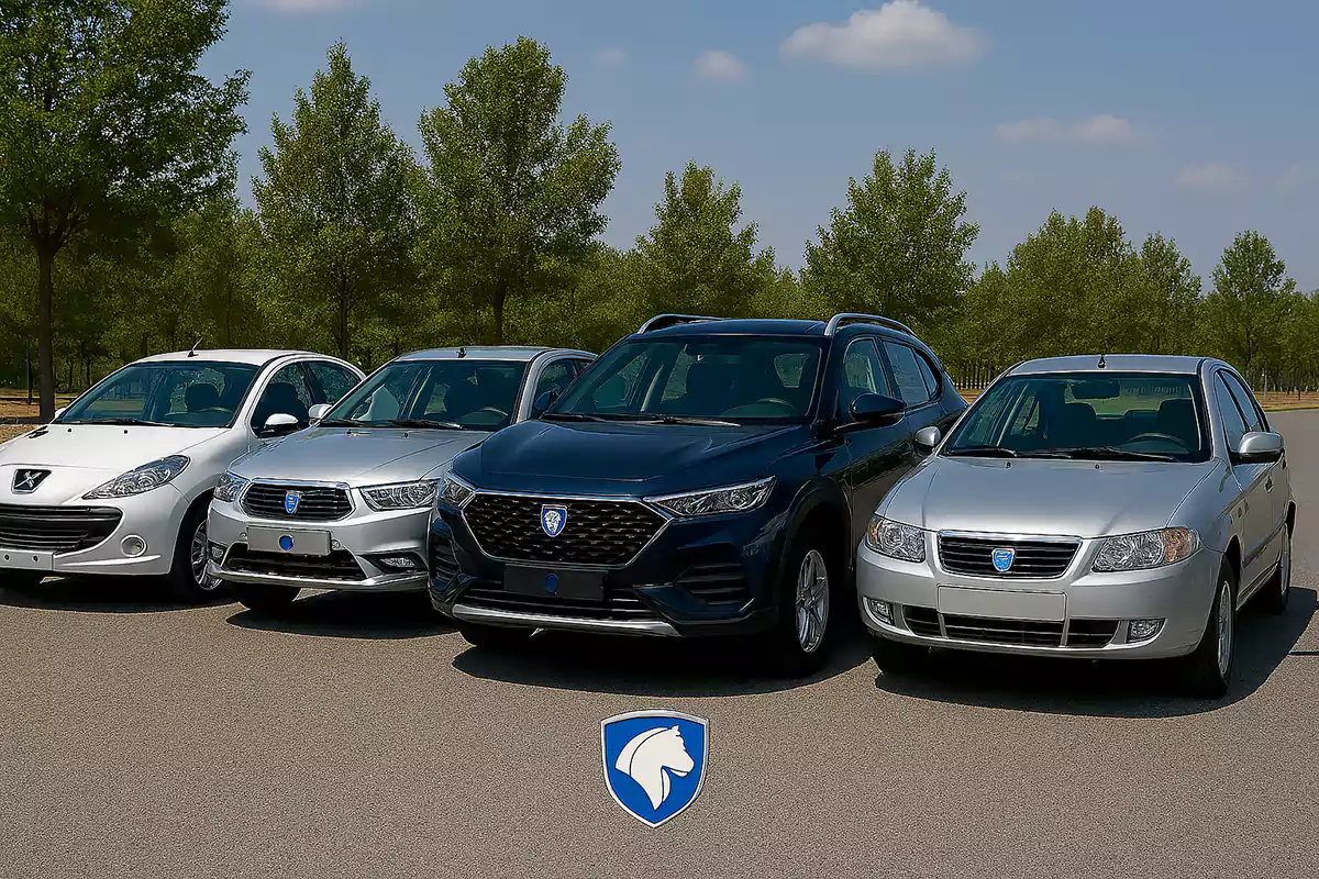 انواع خودروهای ایران‌خودرو شامل دنا، تارا، پژو ۲۰۷ و سورن پلاس - راهنمای خرید و قطعات یدکی